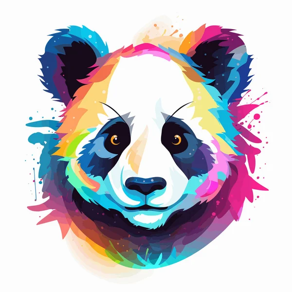 Cara Urso Panda Colorido Fundo Branco Com Respingo Tinta Ilustrações De Bancos De Imagens Sem Royalties