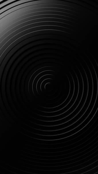 Black and white photo of circular object with black background. Vertical looped animation.