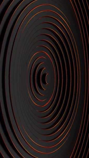Sfondo Nero Arancione Con Disegno Circolare Centro Animazione Verticale Loop — Video Stock