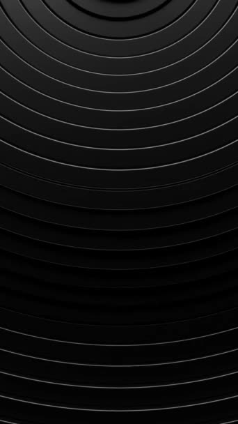 Schwarzer Hintergrund Mit Kreisförmigen Linienmustern Und Weißem Kreis Animation Vertikalen — Stockvideo