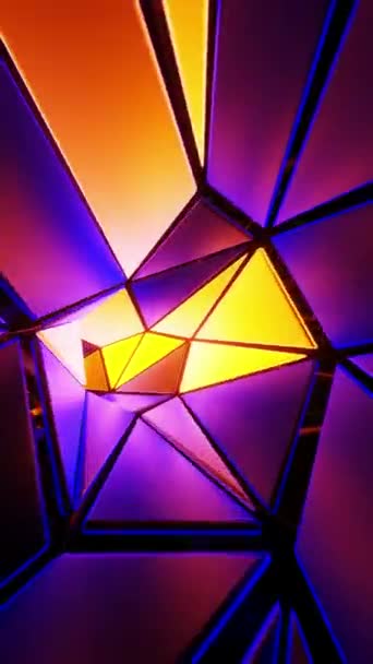 黄色と紫色の三角形のカラフルな抽象的なデザイン 垂直ループアニメーション — ストック動画