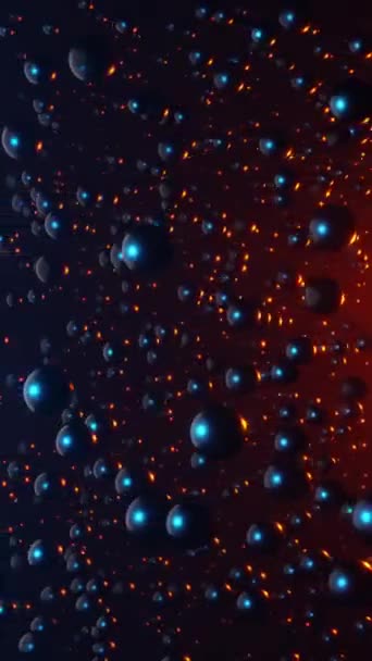 Куча Пузырей Плавающих Воздухе Красным Светом Вертикальная Петля Анимации — стоковое видео