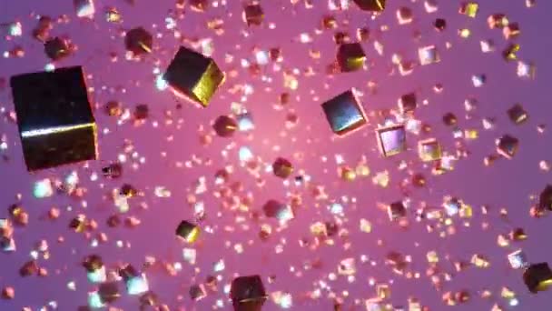 Banda Kostek Vznášejících Vzduchu Růžovým Pozadím Nekonečně Smyčková Animace — Stock video