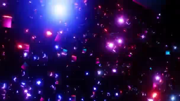 Montón Luces Colores Que Están Oscuridad Animación Bucle Infinito — Vídeos de Stock