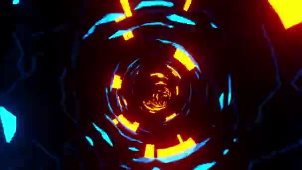 Sehr Farbenfrohe Animation Von Kreisförmigen Objekten Dunkeln Animation Endlosschleife — Stockvideo