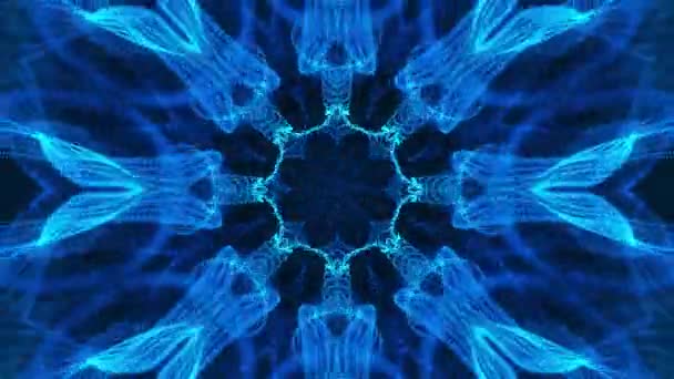 黒の背景と青の背景を持つブルーの花 カレイドスコープVjループ — ストック動画