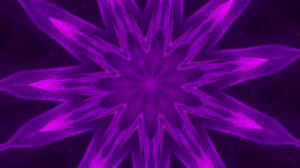 中央に星が付いている紫と黒の抽象的な設計 カレイドスコープVjループ — ストック動画
