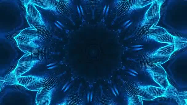 Fiore Blu Con Sfondo Nero Disegno Circolare Caleidoscopio Loop — Video Stock