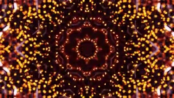 Okrągły Wzór Świateł Kolorze Pomarańczowym Czarnym Kalejdoskop Pętla — Wideo stockowe