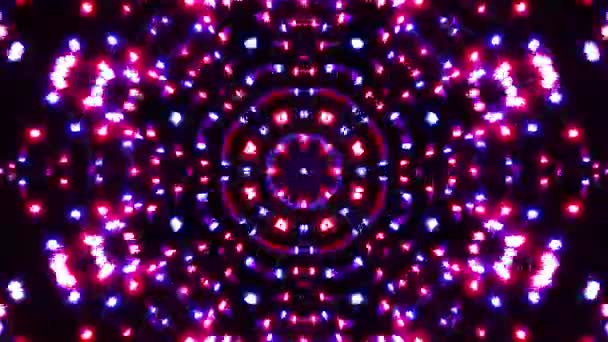 Lumière Circulaire Avec Des Lumières Rouges Blanches Bleues Boucle Kaléidoscope — Video