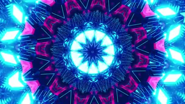 Blaues Und Rosafarbenes Abstraktes Design Mit Stern Der Mitte Kaleidoskop — Stockvideo