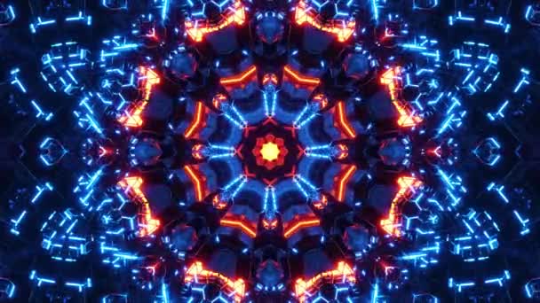 Zeer Kleurrijk Ingewikkeld Ontwerp Met Blauwe Achtergrond Kaleidoscoop Lus — Stockvideo