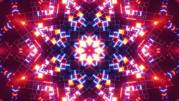 Colorful Animation Pattern Star Center Kaleidoscope Loop — Stock Video