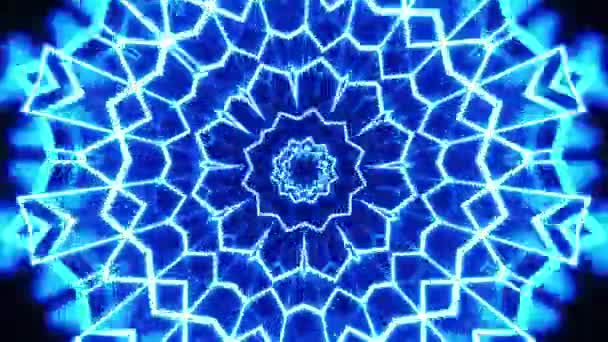 Niebieskie Czarne Abstrakcyjne Tło Konstrukcji Gwiazdy Kalejdoskop Pętla — Wideo stockowe