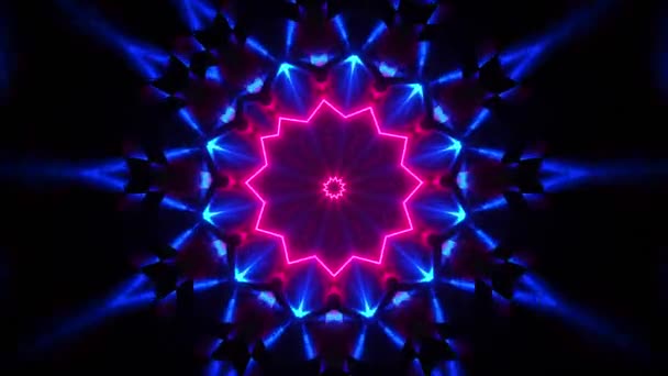 Objeto Forma Estrella Con Colores Neón Caleidoscopio Loop — Vídeo de stock