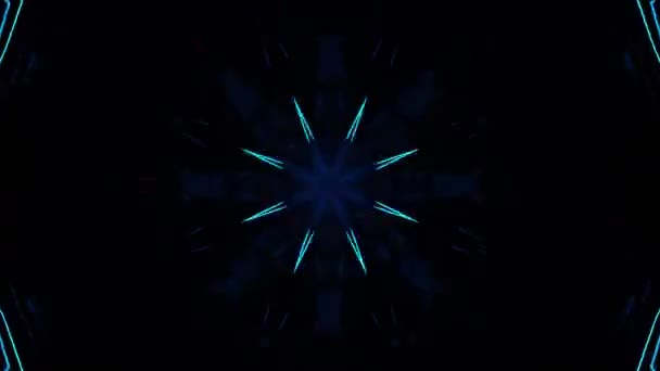 Fundo Abstrato Azul Com Padrão Estrela Meio Caleidoscópio Loop — Vídeo de Stock