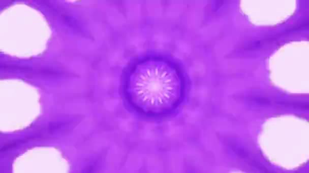 Fioletowo Biały Okrągły Design Światłem Pośrodku Kalejdoskop Pętla — Wideo stockowe