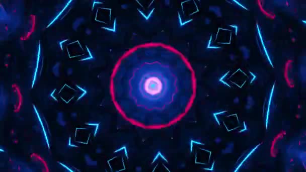 円形デザインのブルーと黒の抽象的な背景 カレイドスコープVjループ — ストック動画