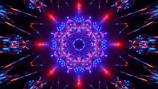 Yanlarında Bir Sürü Işık Olan Renkli Dairesel Tasarım Kaleydoskop Döngüsü — Stok video