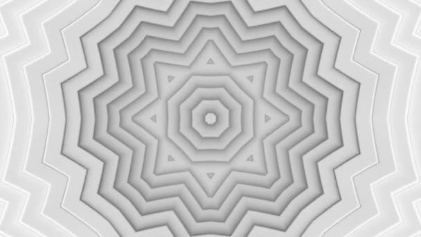 Fundo Abstrato Branco Cinza Com Padrão Estrela Caleidoscópio Loop — Vídeo de Stock