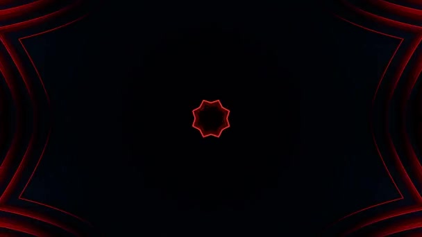 Red Black Background Star Pattern Center Kaleidoscope Loop — Stock Video