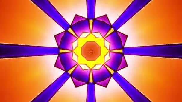 紫と黄色の花 中央に星がついています カレイドスコープVjループ — ストック動画