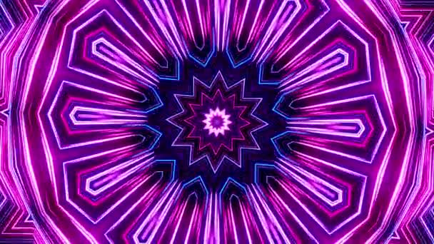 紫と青の星 黒の背景とピンクとブルースター カレイドスコープVjループ — ストック動画