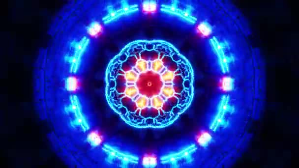 Schema Circolare Con Luci Neon Centro Caleidoscopio Loop — Video Stock
