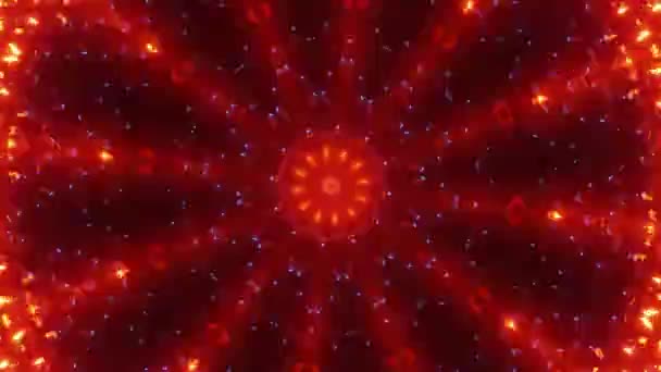 Oggetto Circolare Blu Rosso Con Sfondo Nero Caleidoscopio Loop — Video Stock