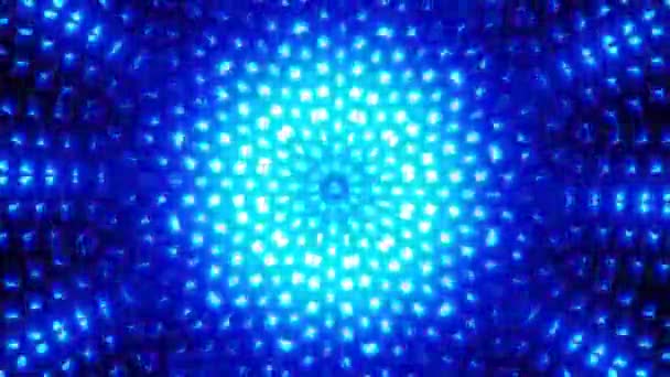 中心に円形のデザインを施した青と黒の背景 カレイドスコープVjループ — ストック動画