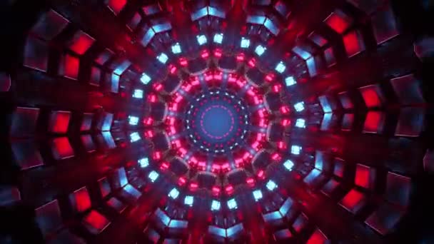 Ortasında Kırmızı Mavi Olan Dairesel Bir Nesne Kaleydoskop Döngüsü — Stok video