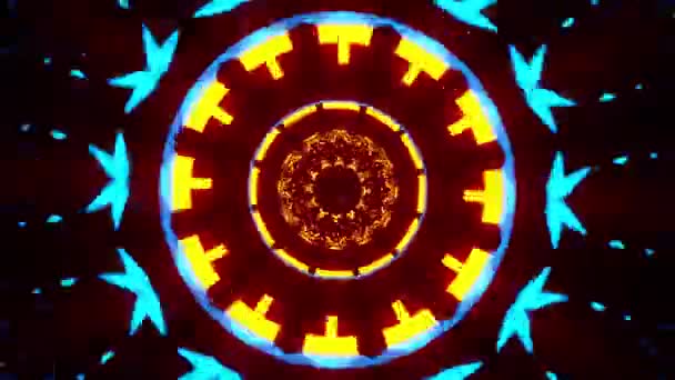 Sfondo Rosso Blu Con Disegno Circolare Centro Caleidoscopio Loop — Video Stock