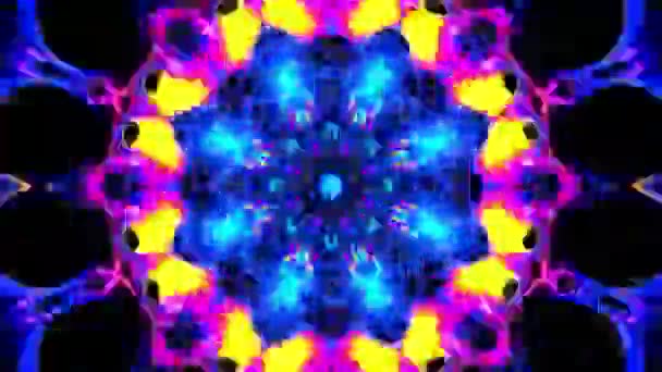 Kleurrijk Animatie Ontwerp Met Zwarte Achtergrond Kaleidoscoop Lus — Stockvideo