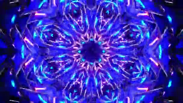 Niebieski Fioletowy Abstrakcyjny Design Gwiazdą Środku Kalejdoskop Pętla — Wideo stockowe