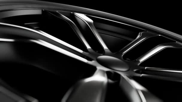 在黑色的背景上旋转着汽车车轮 循环动画 — 图库视频影像