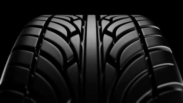 Zbliżenie Czarny Samochód Opony Ruchu Animacja Pętli — Wideo stockowe