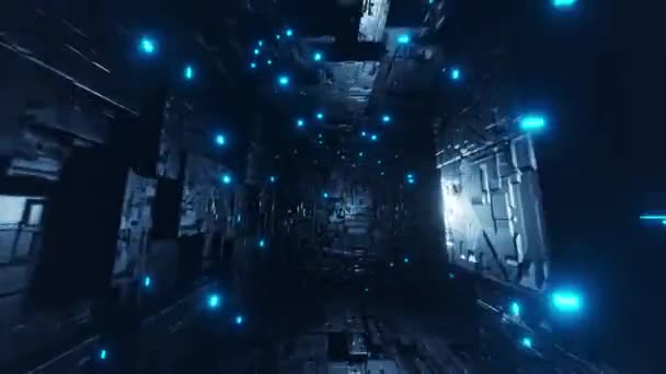 Flyg Genom Blå Ljus Tunnel Oändligt Loopas Animation — Stockvideo