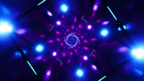 Hypnotic Neon Lights Tunnel Beweging Oneindig Lussen Animatie — Stockvideo