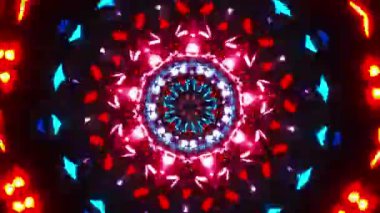 Kırmızı ve mavi dairesel desenli ışıklar. Kaleydoskop VJ döngüsü.