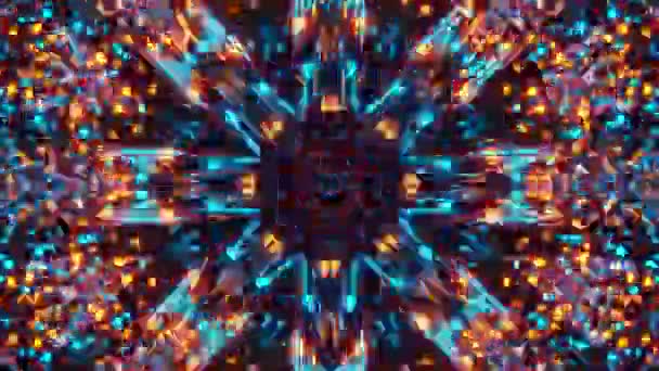 Πολύχρωμο Αφηρημένο Μοτίβο Αστέρια Και Φώτα Βρόχος Καλειδοσκοπίου — Αρχείο Βίντεο