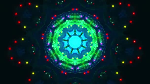 Kolorowy Okrągły Wzór Światłami Kalejdoskop Pętla — Wideo stockowe