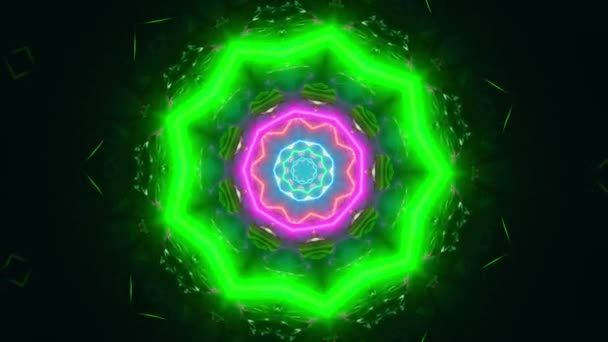 Groene Gele Bloem Met Lichtjes Kaleidoscoop Lus — Stockvideo