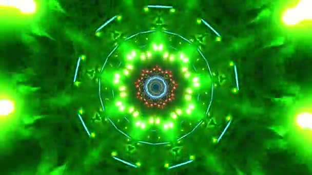 Animação Circular Com Luzes Azuis Vermelhas Caleidoscópio Loop — Vídeo de Stock