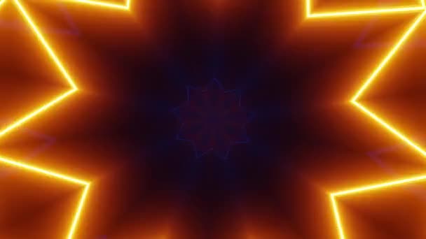 Leuchtender Stern Dunkeln Kaleidoskop Schleife — Stockvideo