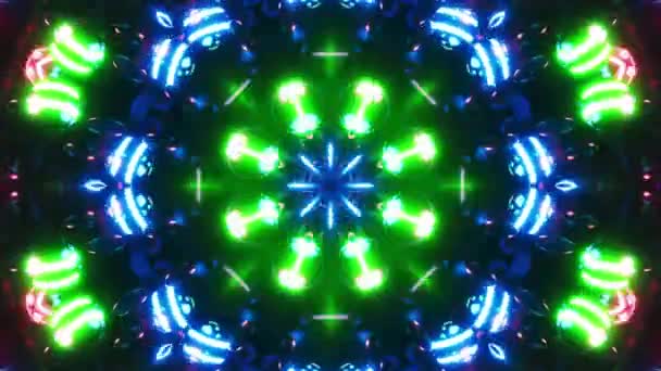 ライトの多彩な円形のパターン カレイドスコープVjループ — ストック動画