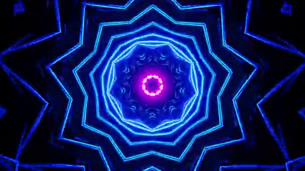 Niebieski Fioletowy Okrągły Wzór Światłem Kalejdoskop Pętla — Wideo stockowe