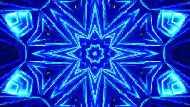Μπλε Και Άσπρο Αφηρημένο Μοτίβο Αστέρι Βρόχος Καλειδοσκοπίου — Αρχείο Βίντεο