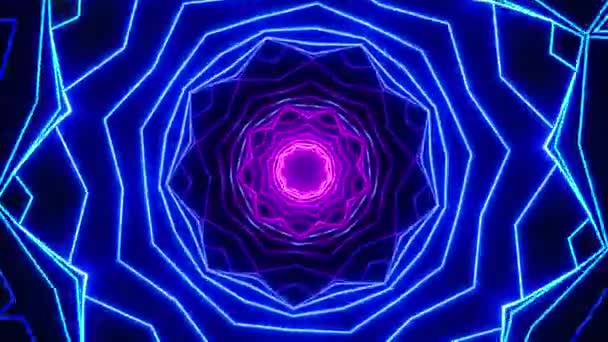 Blauwe Paarse Lichttunnel Kaleidoscoop Lus — Stockvideo