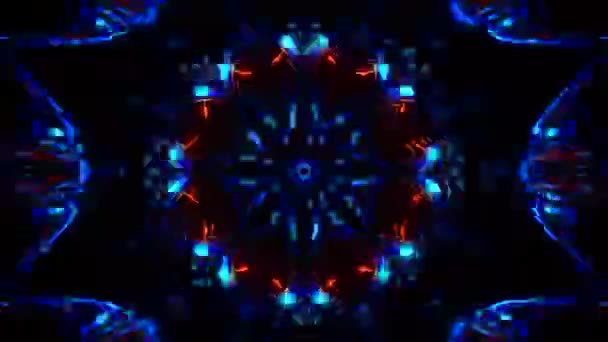 Niebieski Czerwony Abstrakcyjny Wzór Kalejdoskop Pętla — Wideo stockowe