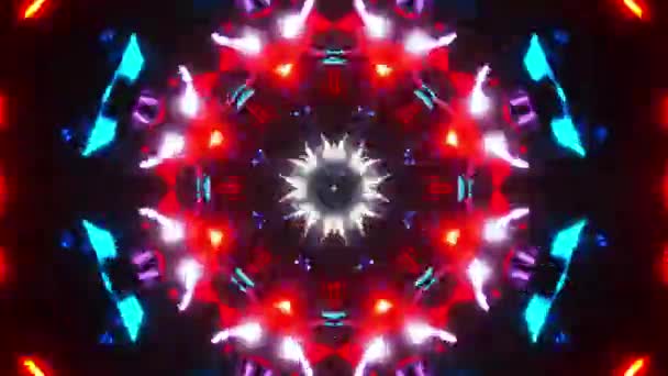 Czerwony Niebieski Abstrakcyjny Wzór Światłami Kalejdoskop Pętla — Wideo stockowe